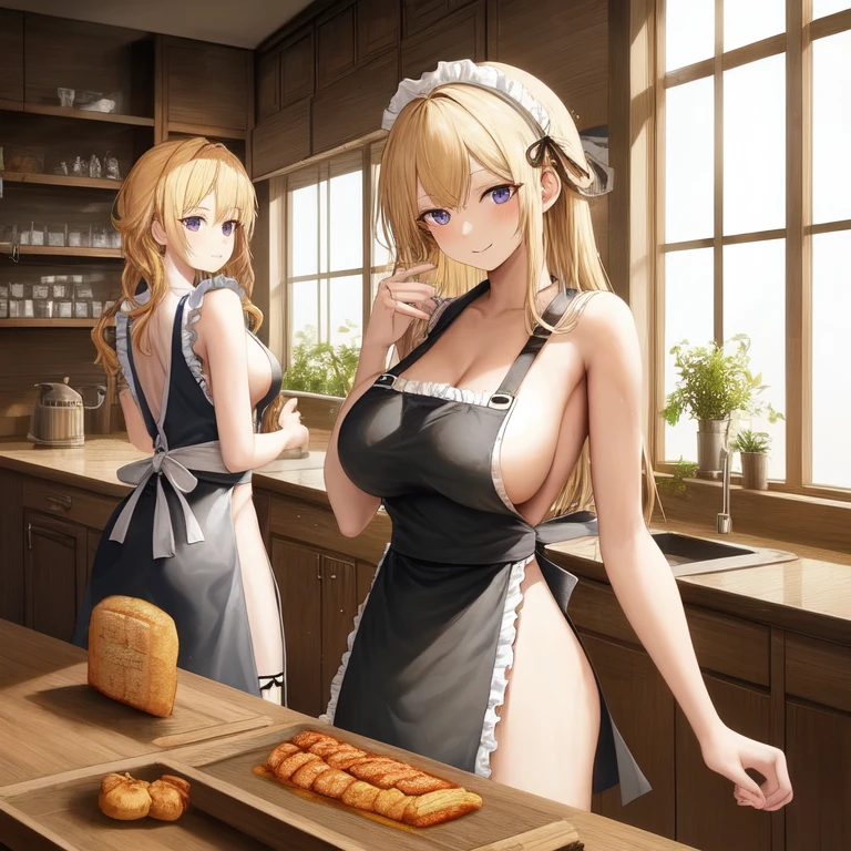 [Holara] ウェーブヘア 屋内 横乳 傑作 裸エプロン [イラスト・二次元]